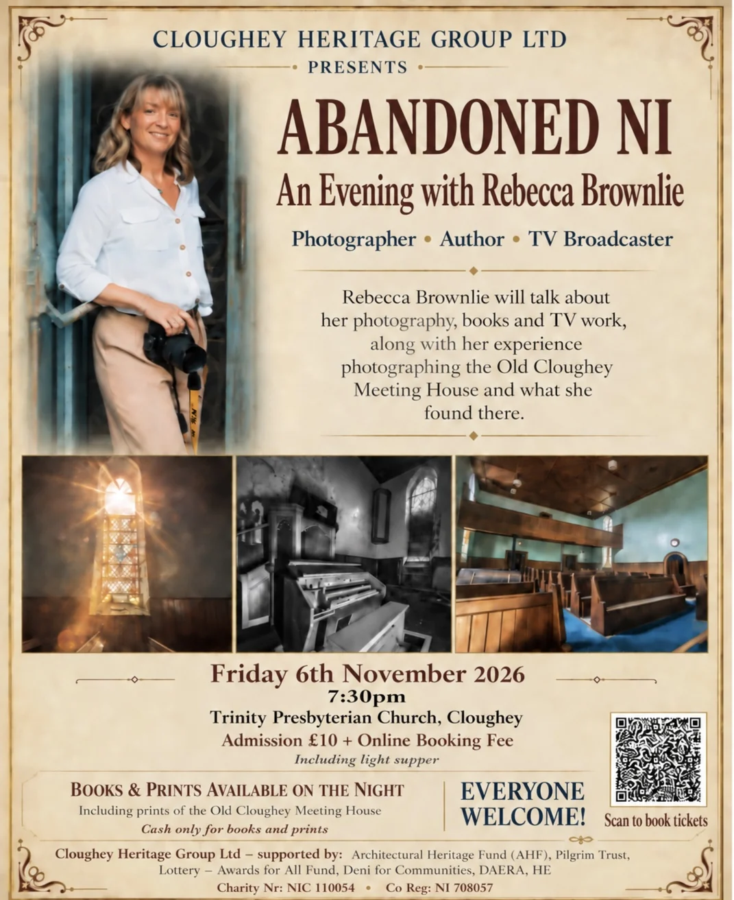 Abandoned NI evening with Rebecca Brownlie poster, Friday 6 November 2026